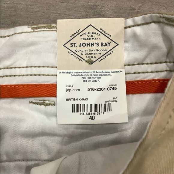 Men's St. John’s Bay 40 XL Chino Khakis Shorts Khaki Flat Front Cotton Twill NWT - Picture 6 of 8